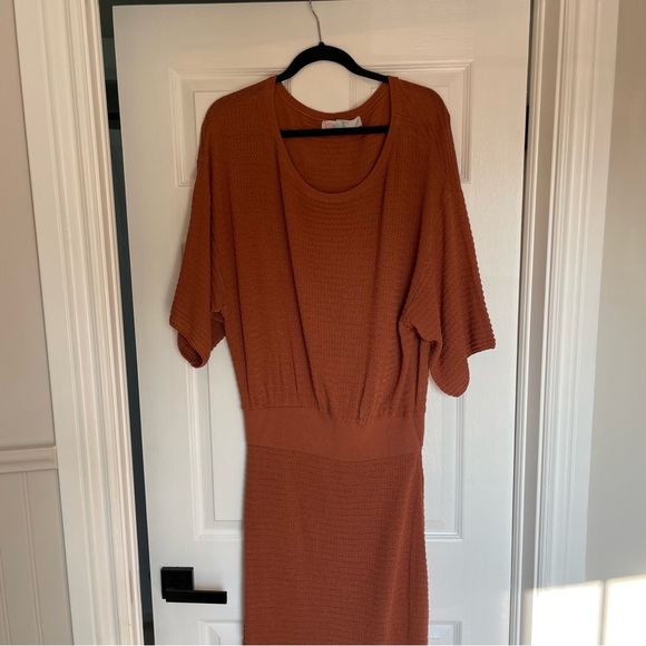 FREE PEOPLE FB BEACH BURNT SIERRA TEXTURED RIBBED MAXI DRESS Large - Picture 3 of 9